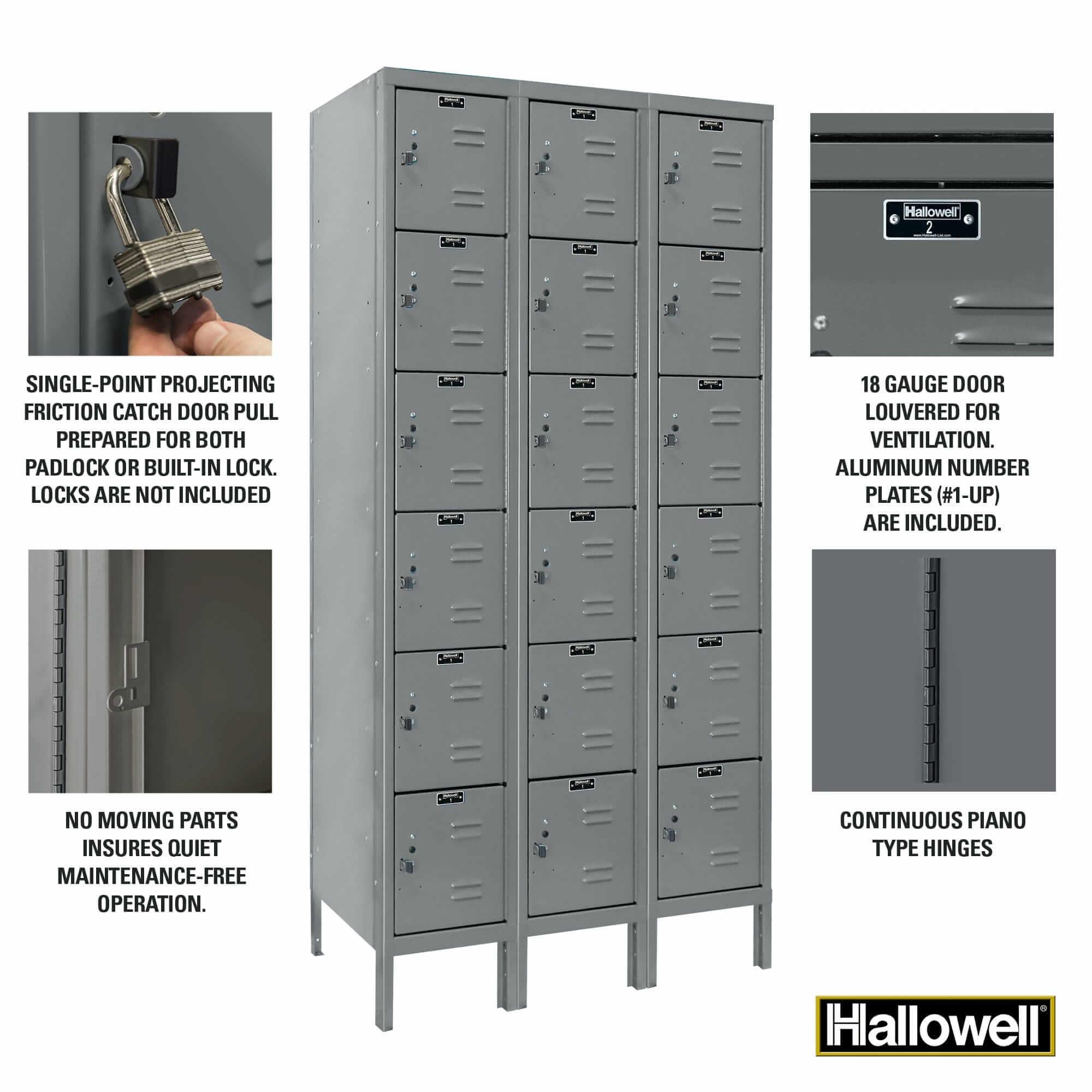Hallowell Premium Louvered Steel Locker — 6 Tier, 3 Wide YourLockerStore